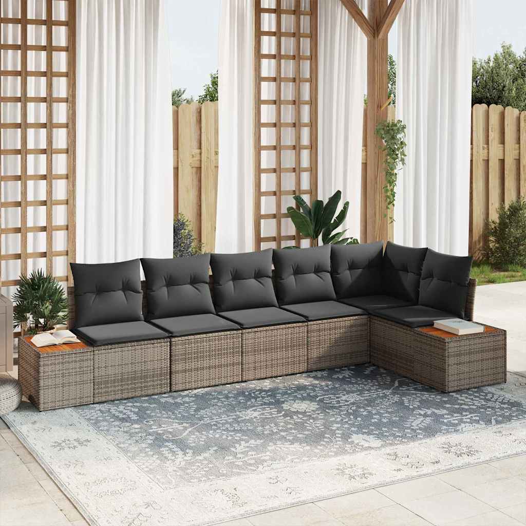 Tuinbankenset met kussen 6 pcs Grijs Poly riet is nu te koop bij PeponiXL, paradijselijk wonen!
