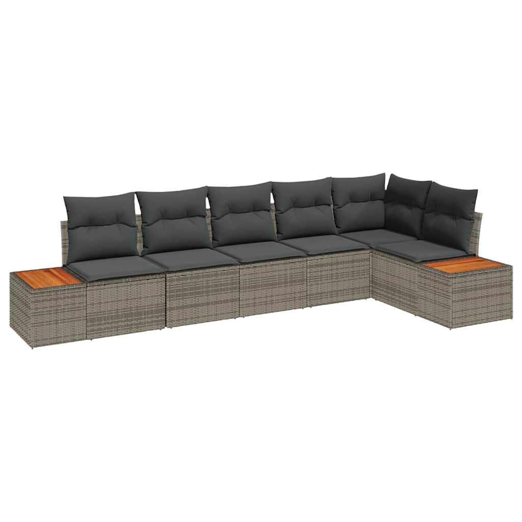 Tuinbankenset met kussen 6 pcs Grijs Poly riet is nu te koop bij PeponiXL, paradijselijk wonen!