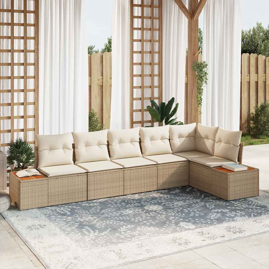 Tuinbankenset met kussen 6 pcs Beige Poly riet is nu te koop bij PeponiXL, paradijselijk wonen!
