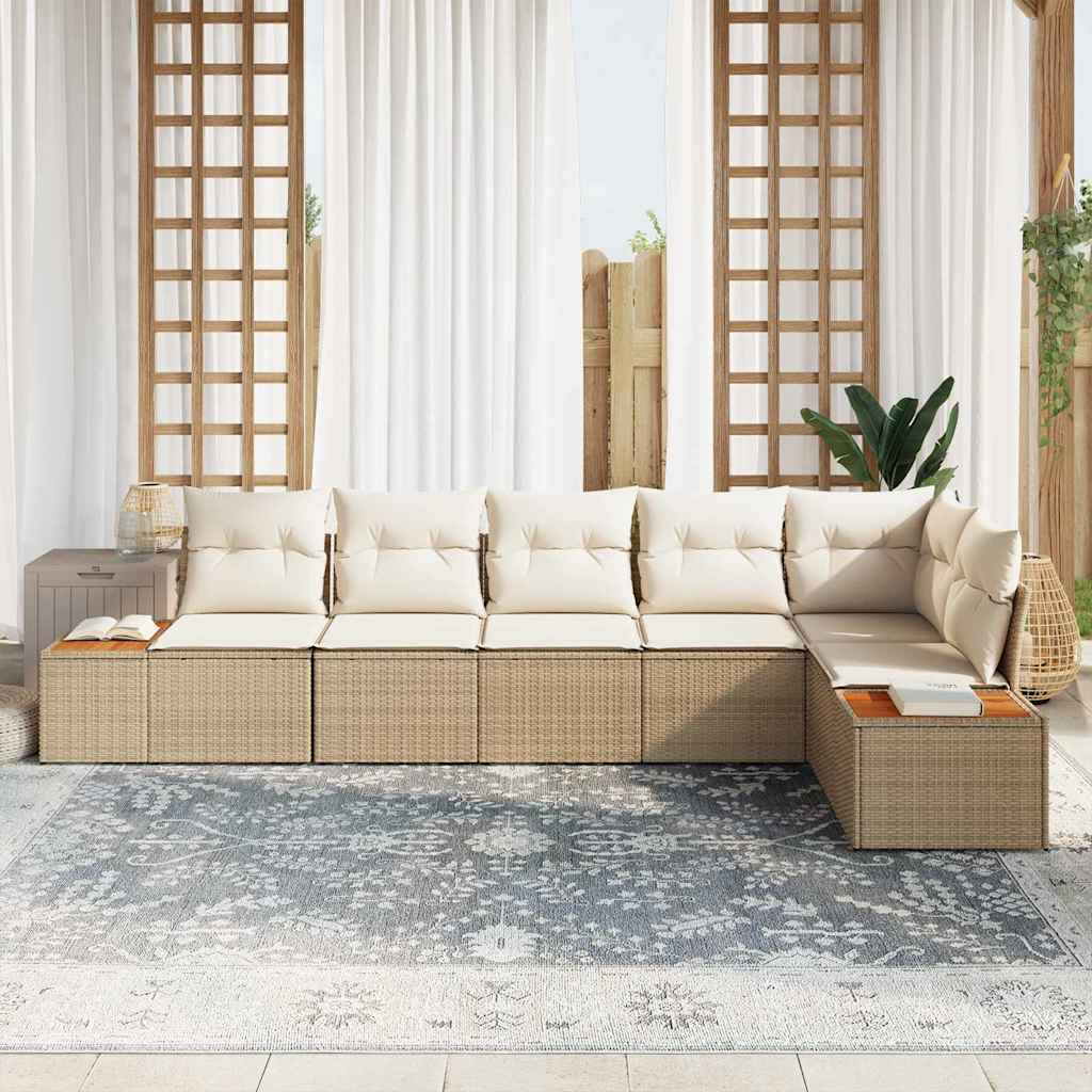 Tuinbankenset met kussen 6 pcs Beige Poly riet is nu te koop bij PeponiXL, paradijselijk wonen!