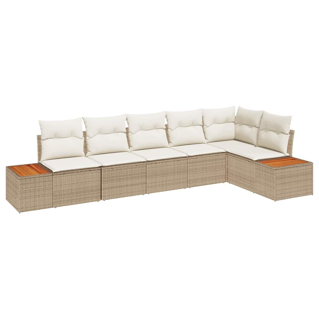 Tuinbankenset met kussen 6 pcs Beige Poly riet is nu te koop bij PeponiXL, paradijselijk wonen!