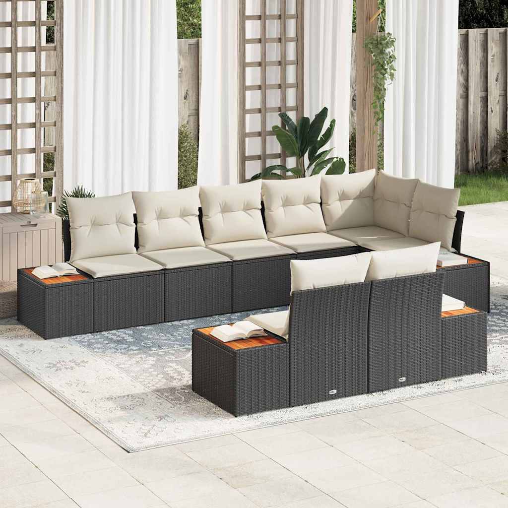 Tuinbankenset met kussen 8 pcs Zwart Poly riet is nu te koop bij PeponiXL, paradijselijk wonen!