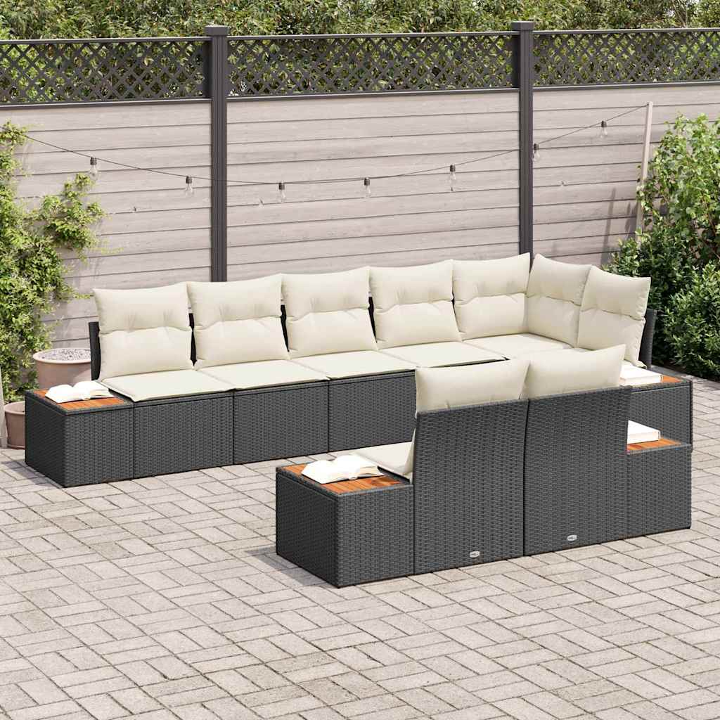 Tuinbankenset met kussen 8 pcs Zwart Poly riet is nu te koop bij PeponiXL, paradijselijk wonen!