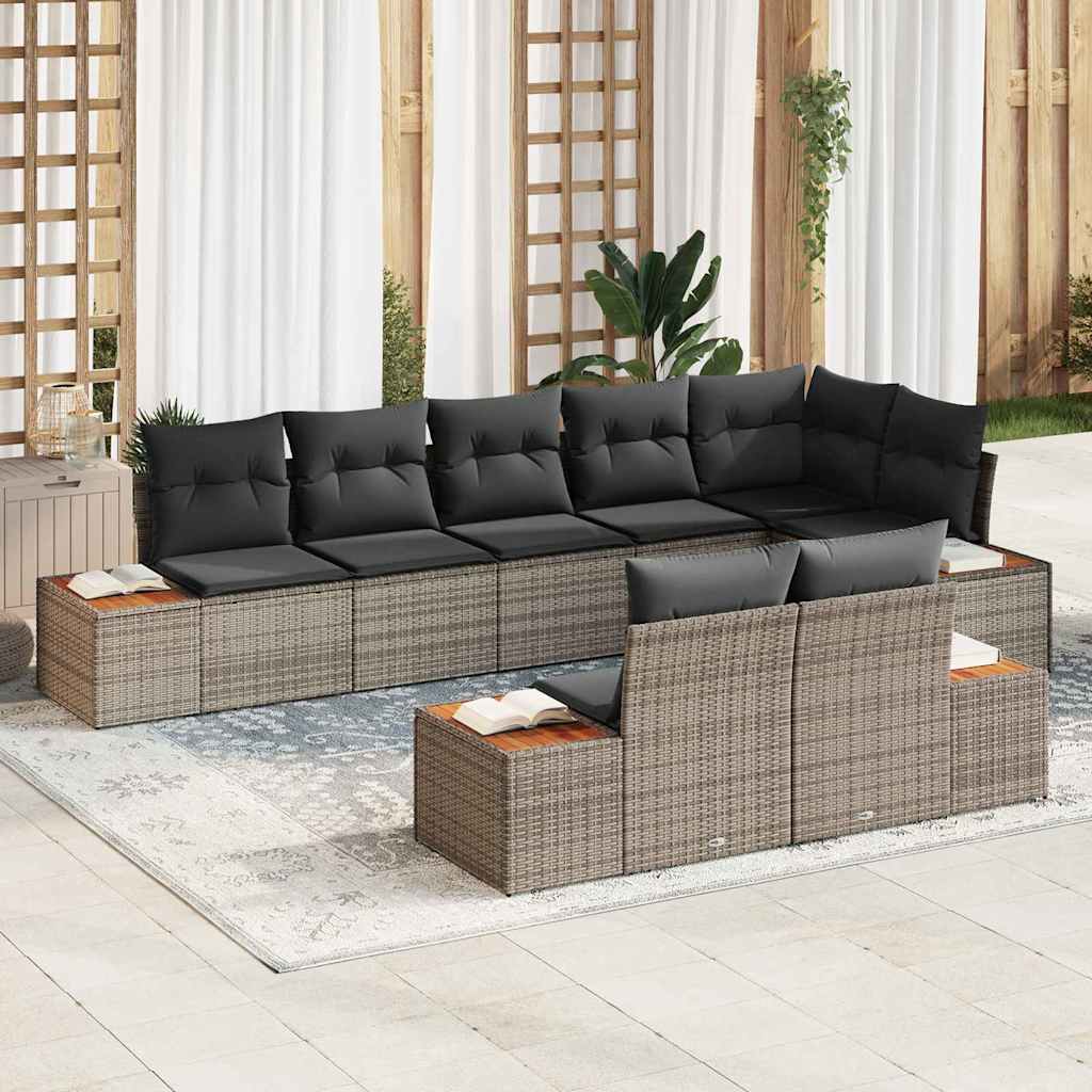 Tuinbankenset met kussen 8 pcs Grijs Poly riet is nu te koop bij PeponiXL, paradijselijk wonen!