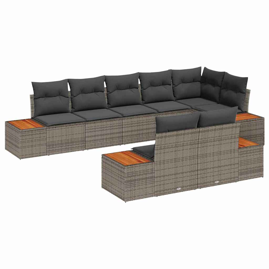 Tuinbankenset met kussen 8 pcs Grijs Poly riet is nu te koop bij PeponiXL, paradijselijk wonen!