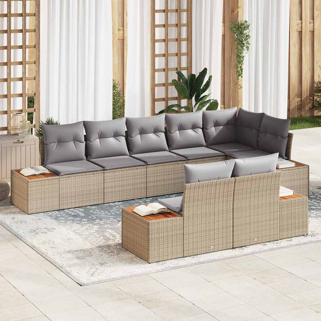 Tuinbankenset met kussen 8 pcs Beige Poly riet is nu te koop bij PeponiXL, paradijselijk wonen!