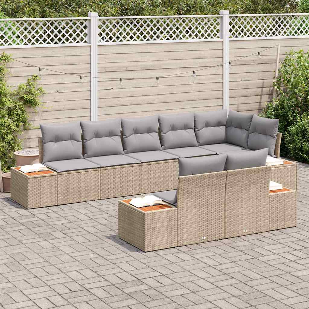 Tuinbankenset met kussen 8 pcs Beige Poly riet is nu te koop bij PeponiXL, paradijselijk wonen!