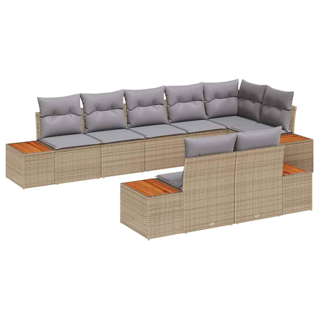 Tuinbankenset met kussen 8 pcs Beige Poly riet is nu te koop bij PeponiXL, paradijselijk wonen!