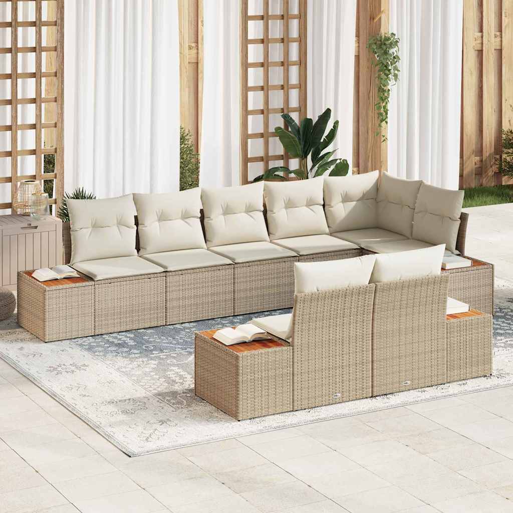 Tuinbankenset met kussen 8 pcs Beige Poly riet is nu te koop bij PeponiXL, paradijselijk wonen!