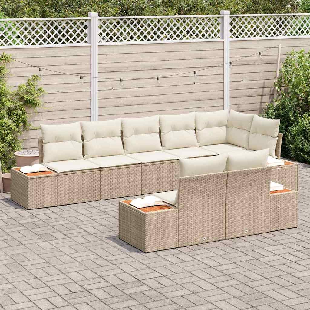 Tuinbankenset met kussen 8 pcs Beige Poly riet is nu te koop bij PeponiXL, paradijselijk wonen!