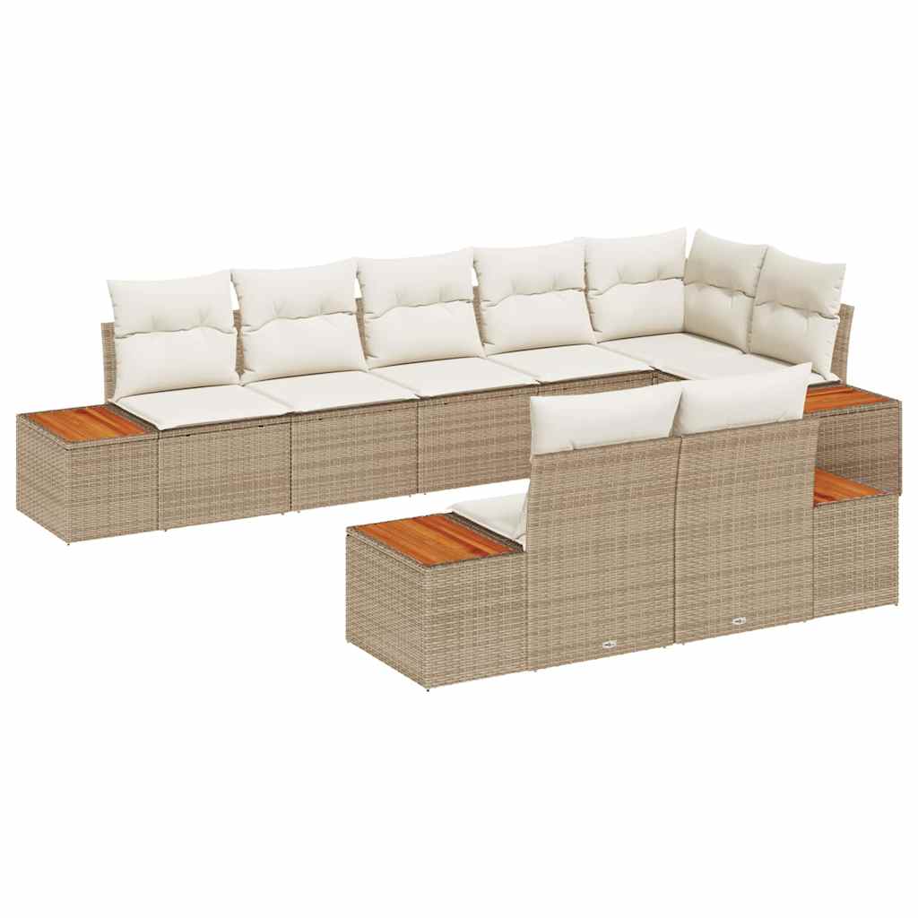 Tuinbankenset met kussen 8 pcs Beige Poly riet is nu te koop bij PeponiXL, paradijselijk wonen!