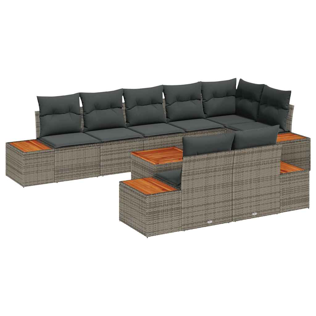 Tuinbankenset met kussen 9 pcs Grijs Poly riet is nu te koop bij PeponiXL, paradijselijk wonen!