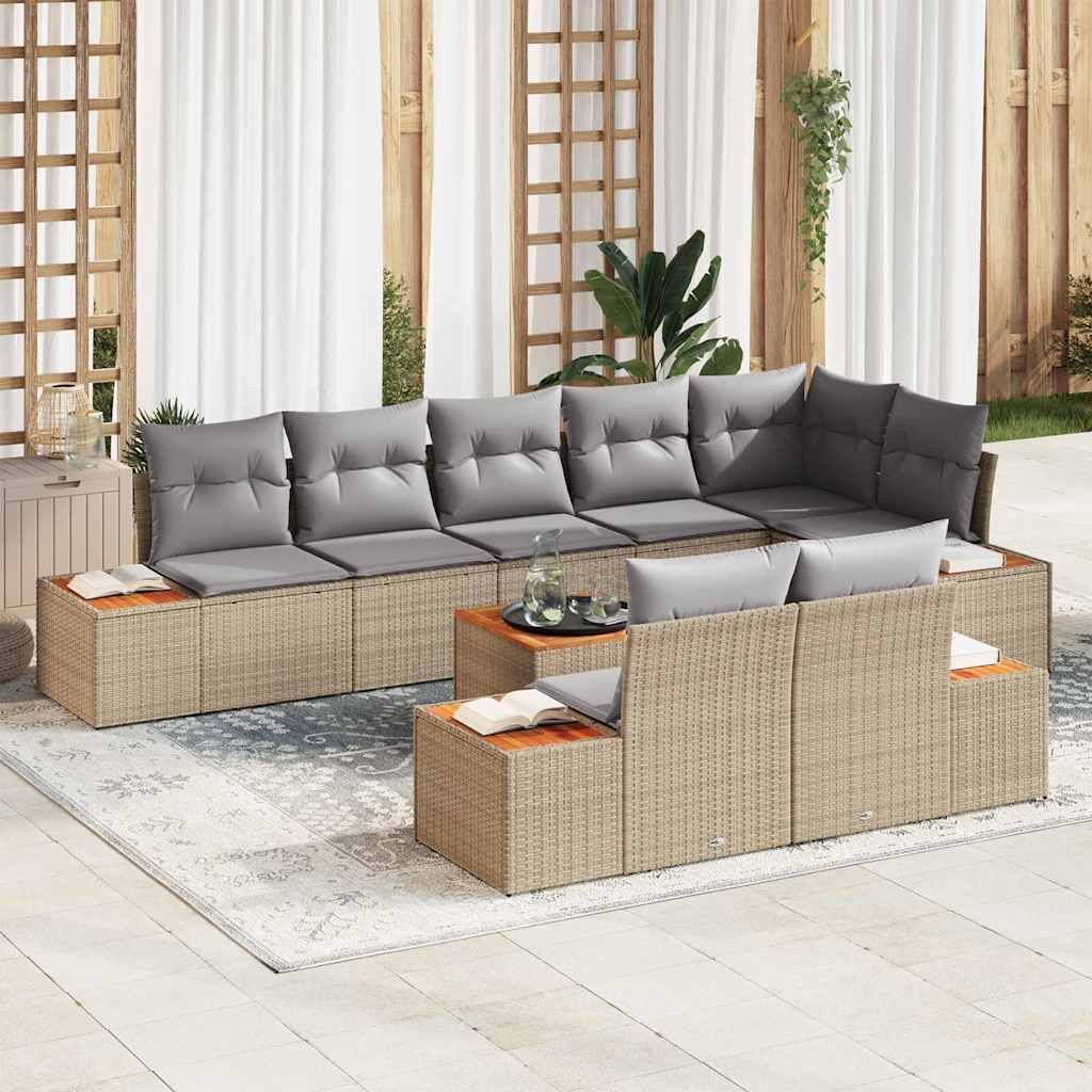 Tuinbankenset met kussen 9 pcs Beige Poly riet is nu te koop bij PeponiXL, paradijselijk wonen!