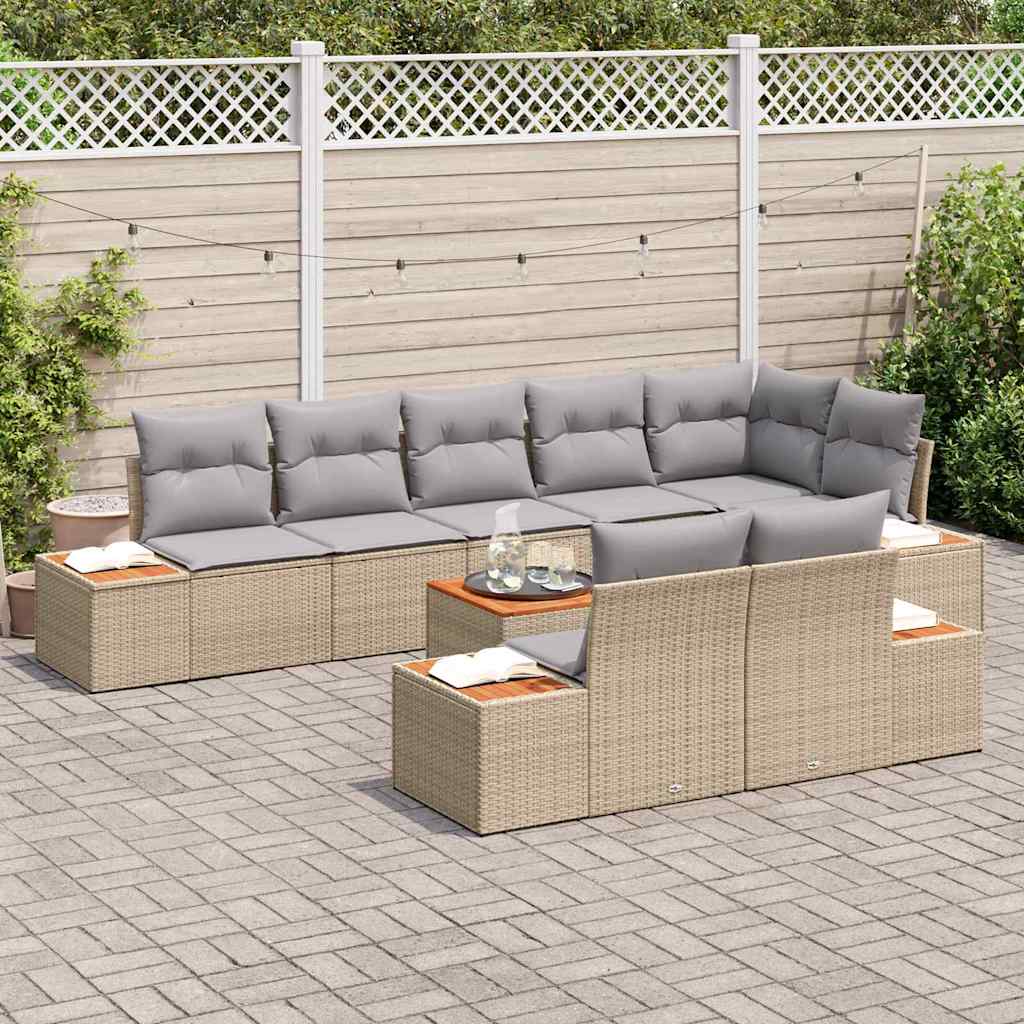 Tuinbankenset met kussen 9 pcs Beige Poly riet is nu te koop bij PeponiXL, paradijselijk wonen!