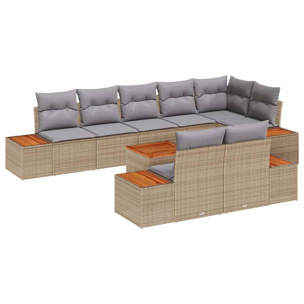 Tuinbankenset met kussen 9 pcs Beige Poly riet is nu te koop bij PeponiXL, paradijselijk wonen!