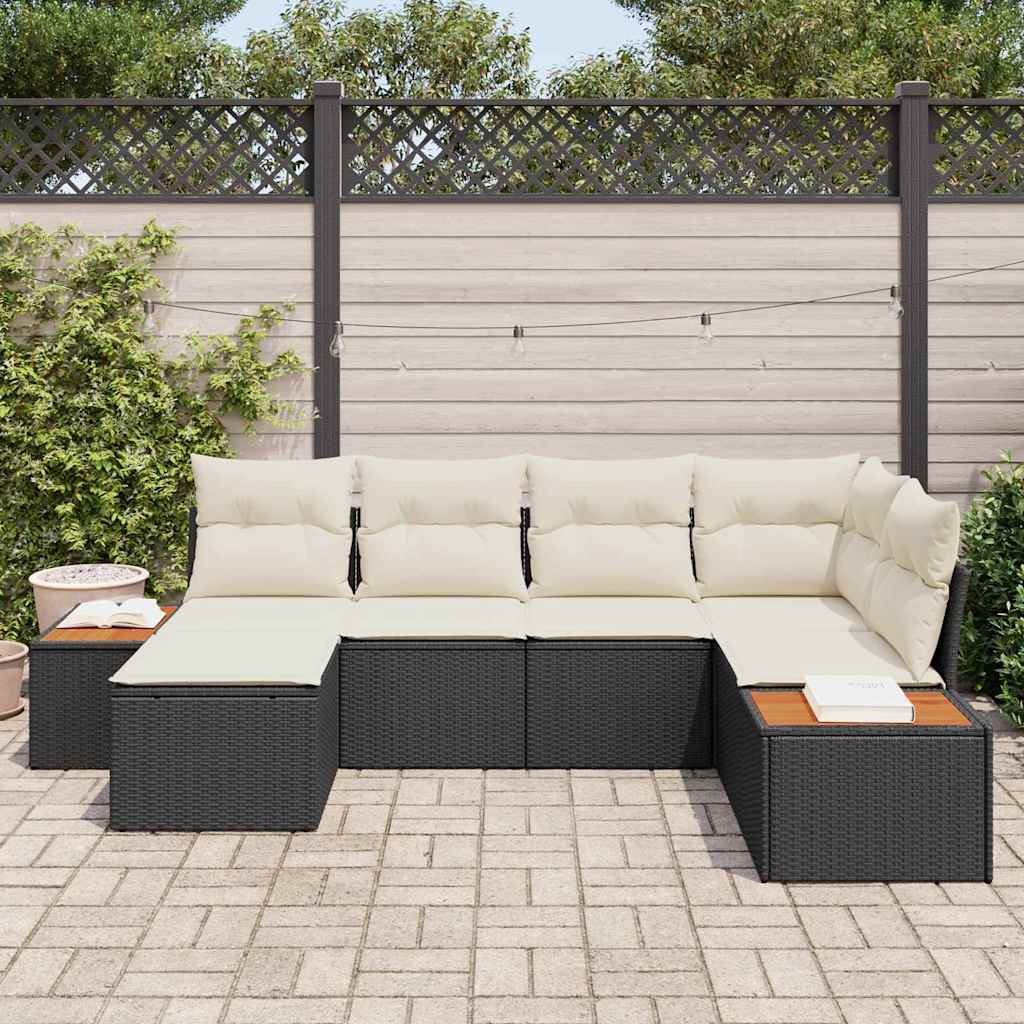 Tuin Sofa Set met kussen 6 pcs Zwart poly rattan is nu te koop bij PeponiXL, paradijselijk wonen!