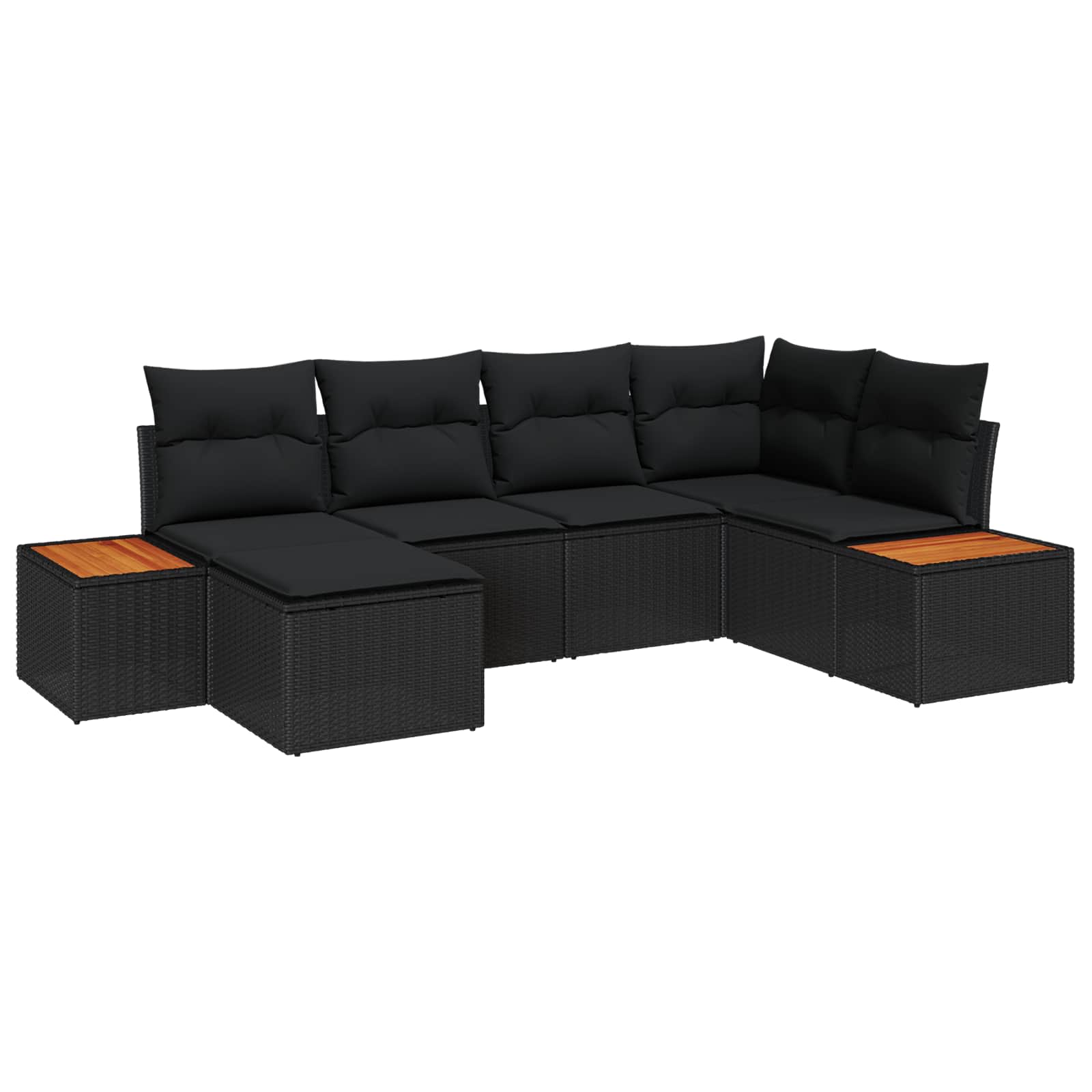 Tuin Sofa Set met kussen 6 pcs Zwart poly rattan is nu te koop bij PeponiXL, paradijselijk wonen!