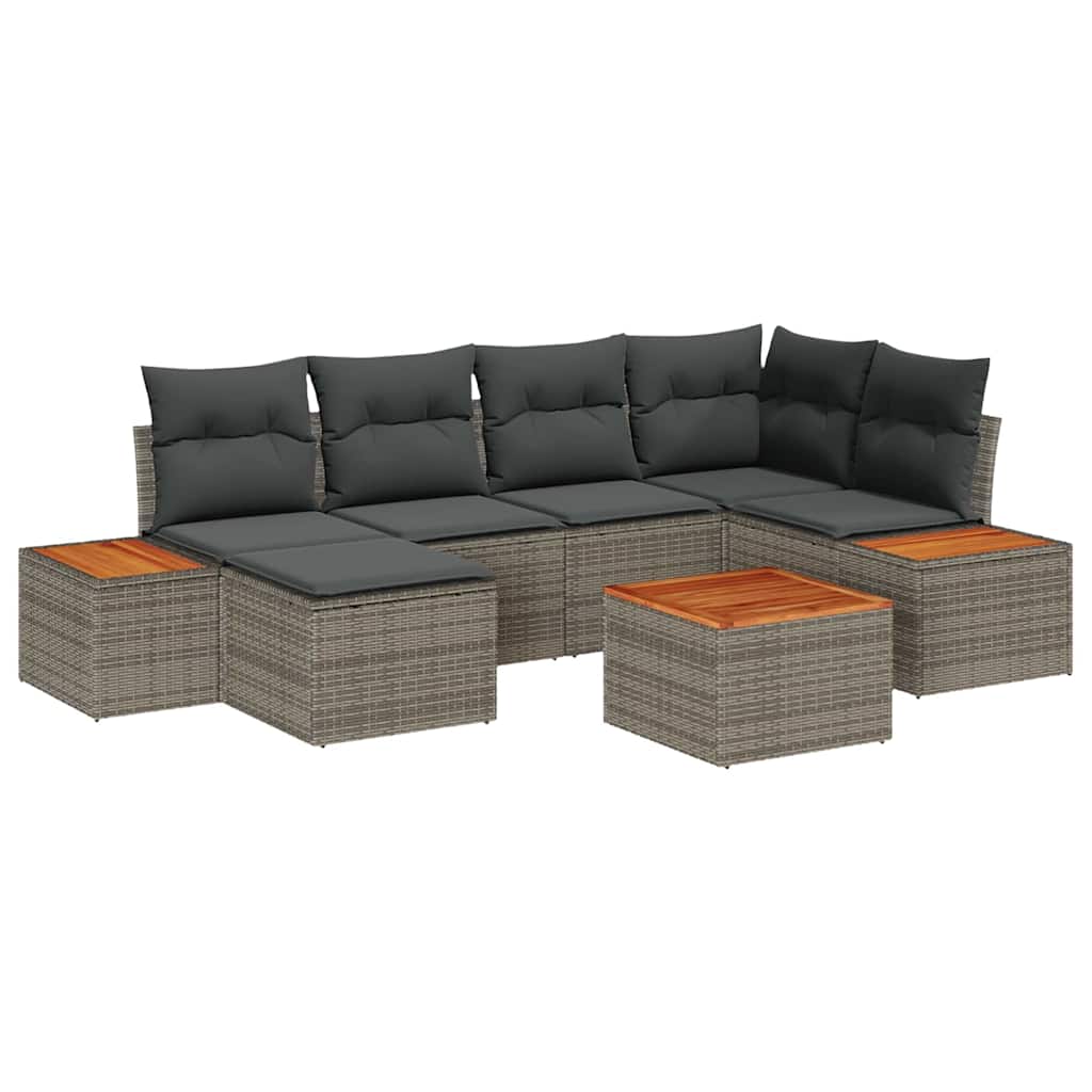 Tuin Sofa Set met kussen 7 pcs Grijs poly rattan is nu te koop bij PeponiXL, paradijselijk wonen!