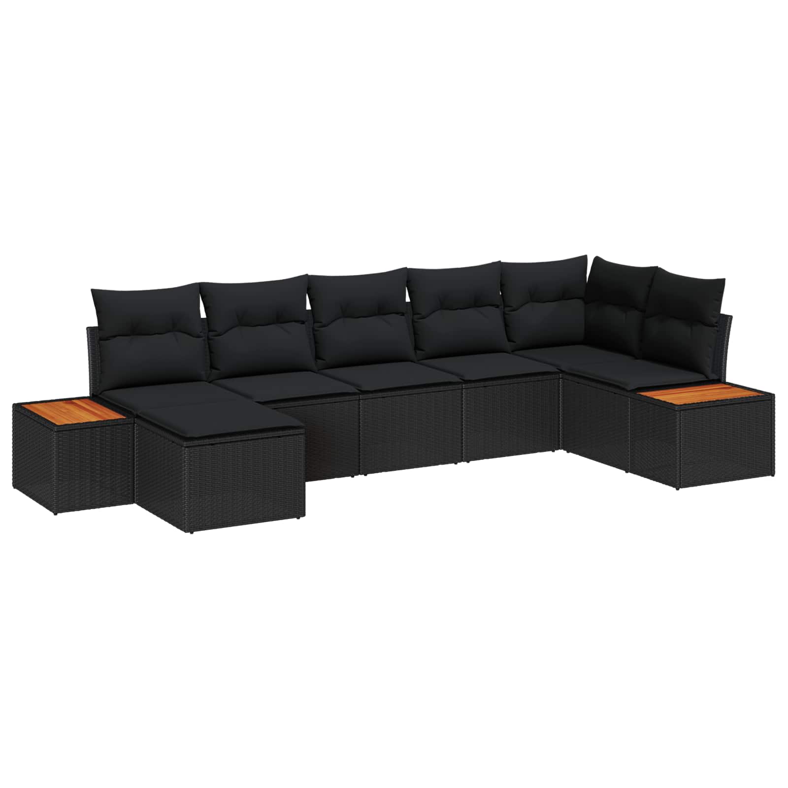 Tuin Sofa Set met kussen 7 pcs Zwart poly rattan is nu te koop bij PeponiXL, paradijselijk wonen!
