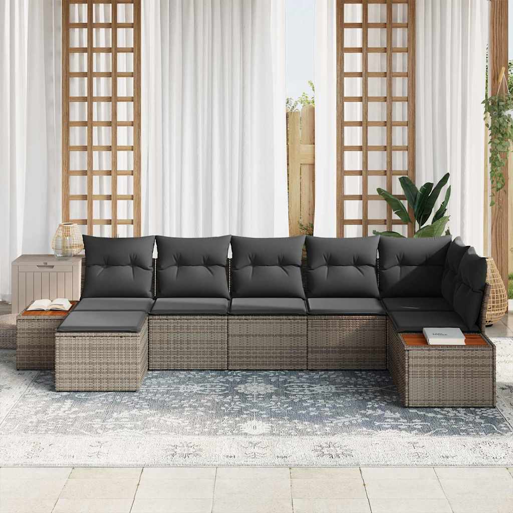 Tuin Sofa Set met kussen 7 pcs Grijs poly rattan is nu te koop bij PeponiXL, paradijselijk wonen!