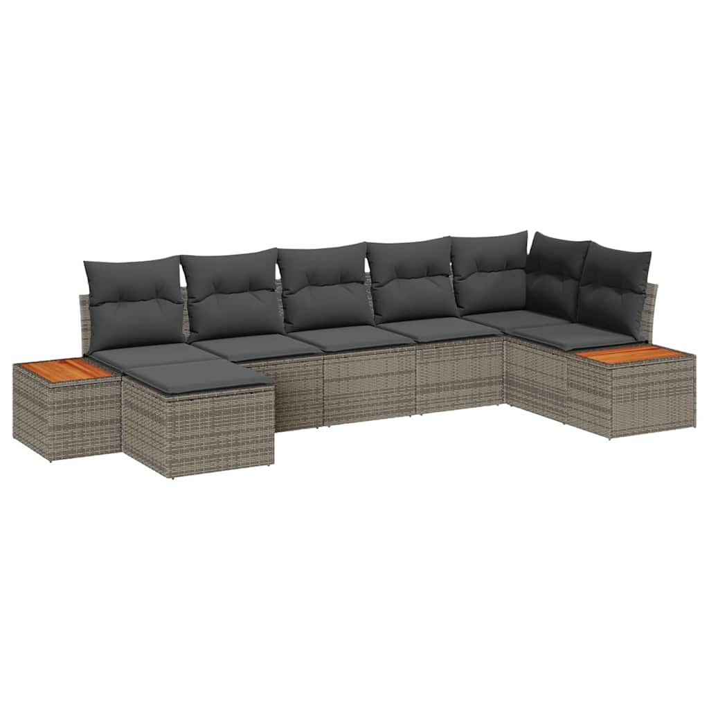 Tuin Sofa Set met kussen 7 pcs Grijs poly rattan is nu te koop bij PeponiXL, paradijselijk wonen!