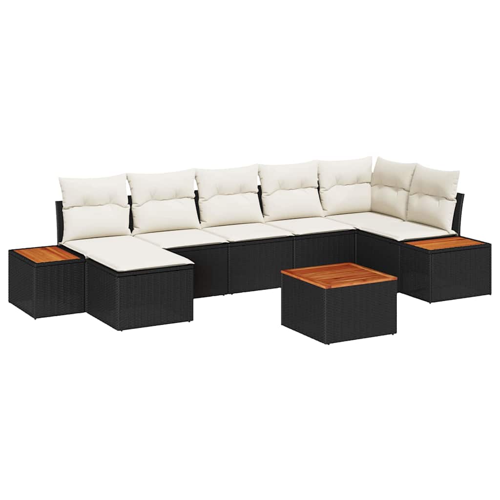 Tuin Sofa Set met kussen 8 pcs Zwart poly rattan is nu te koop bij PeponiXL, paradijselijk wonen!