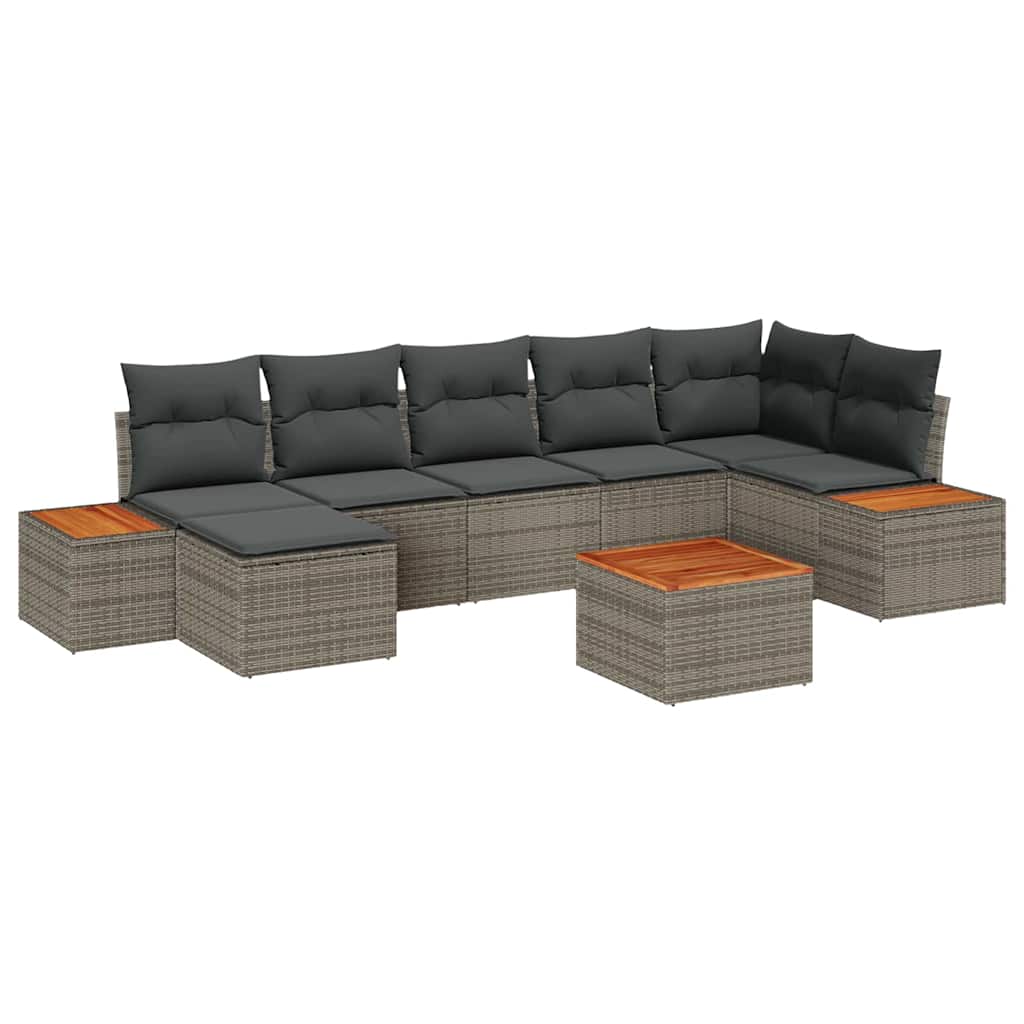 Tuin Sofa Set met kussen 8 pcs Grijs poly rattan is nu te koop bij PeponiXL, paradijselijk wonen!