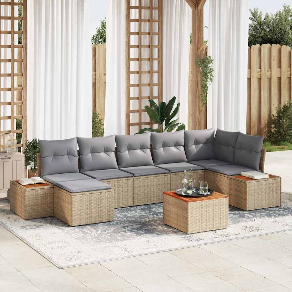 Tuinbankenset met kussen 8 pcs Beige Poly riet is nu te koop bij PeponiXL, paradijselijk wonen!