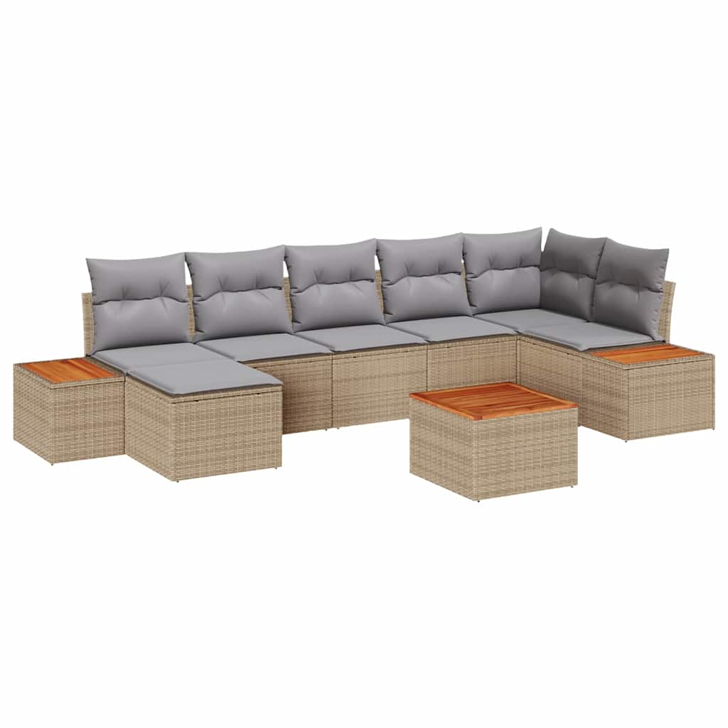 Tuinbankenset met kussen 8 pcs Beige Poly riet is nu te koop bij PeponiXL, paradijselijk wonen!