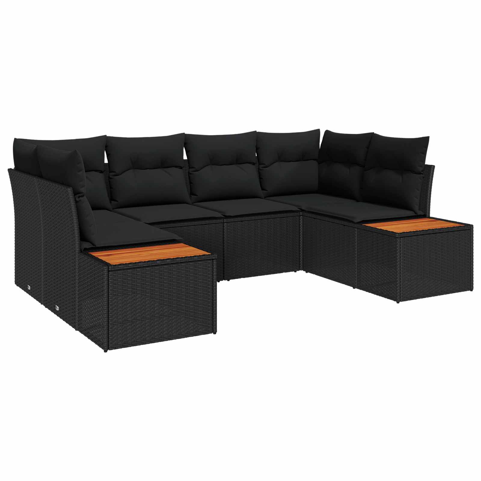 Tuin Sofa Set met kussen 6 pcs Zwart poly rattan is nu te koop bij PeponiXL, paradijselijk wonen!