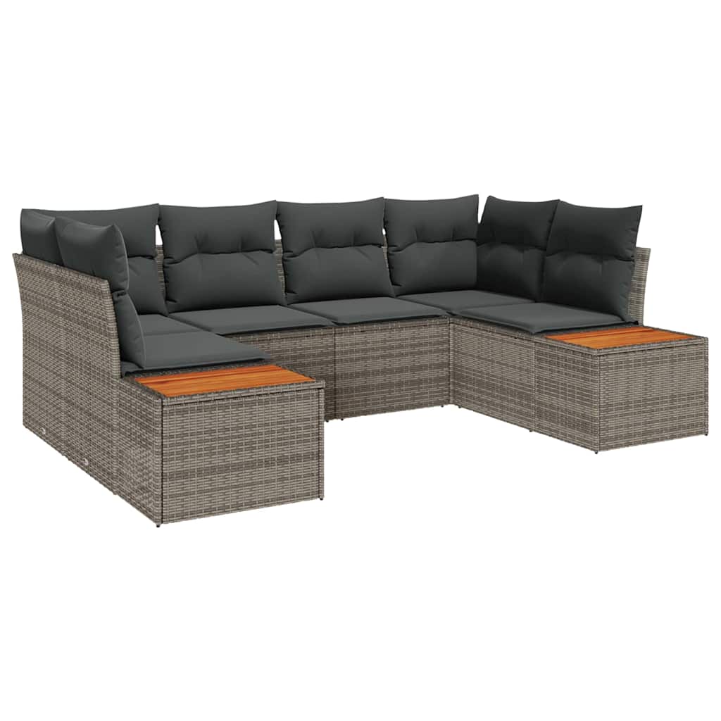 Tuin Sofa Set met kussen 6 pcs Grijs poly rattan is nu te koop bij PeponiXL, paradijselijk wonen!