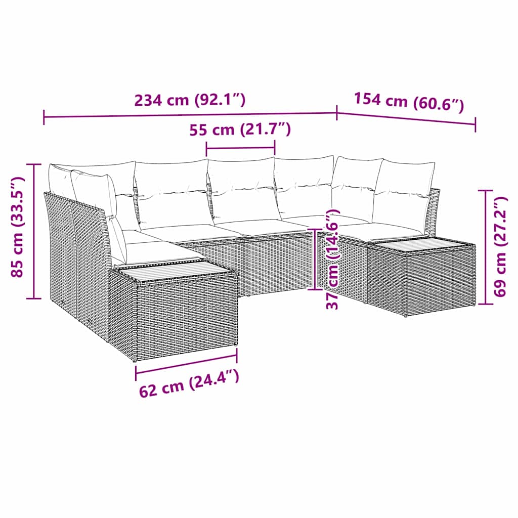Tuin Sofa Set met kussen 6 pcs Grijs poly rattan is nu te koop bij PeponiXL, paradijselijk wonen!