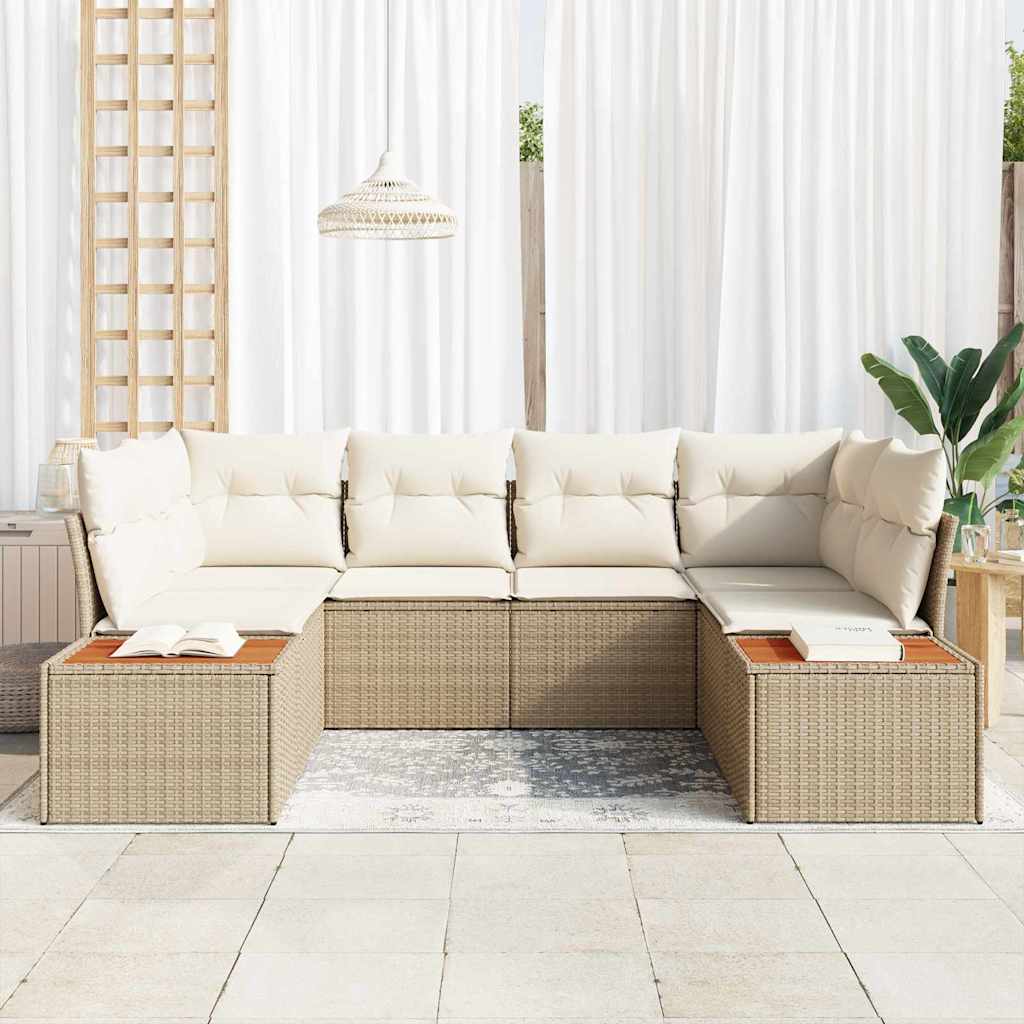 Tuin Sofa Set met kussen 6 pcs Beige poly rattan