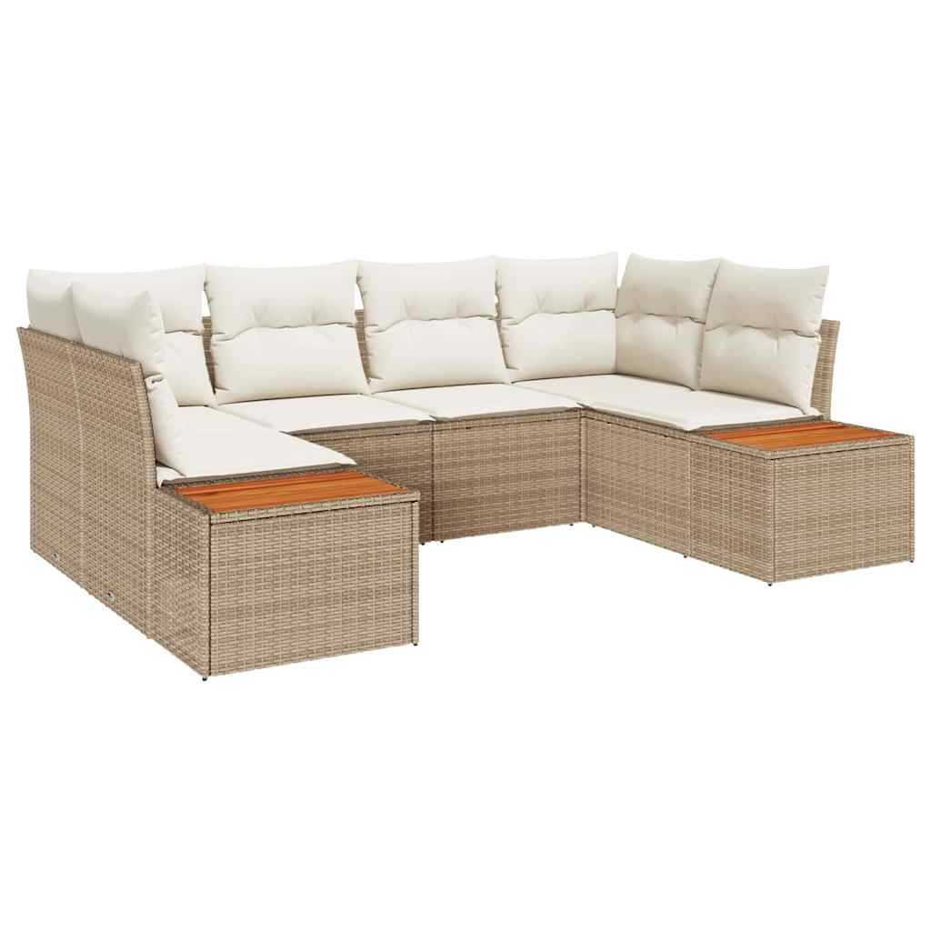 Tuin Sofa Set met kussen 6 pcs Beige poly rattan
