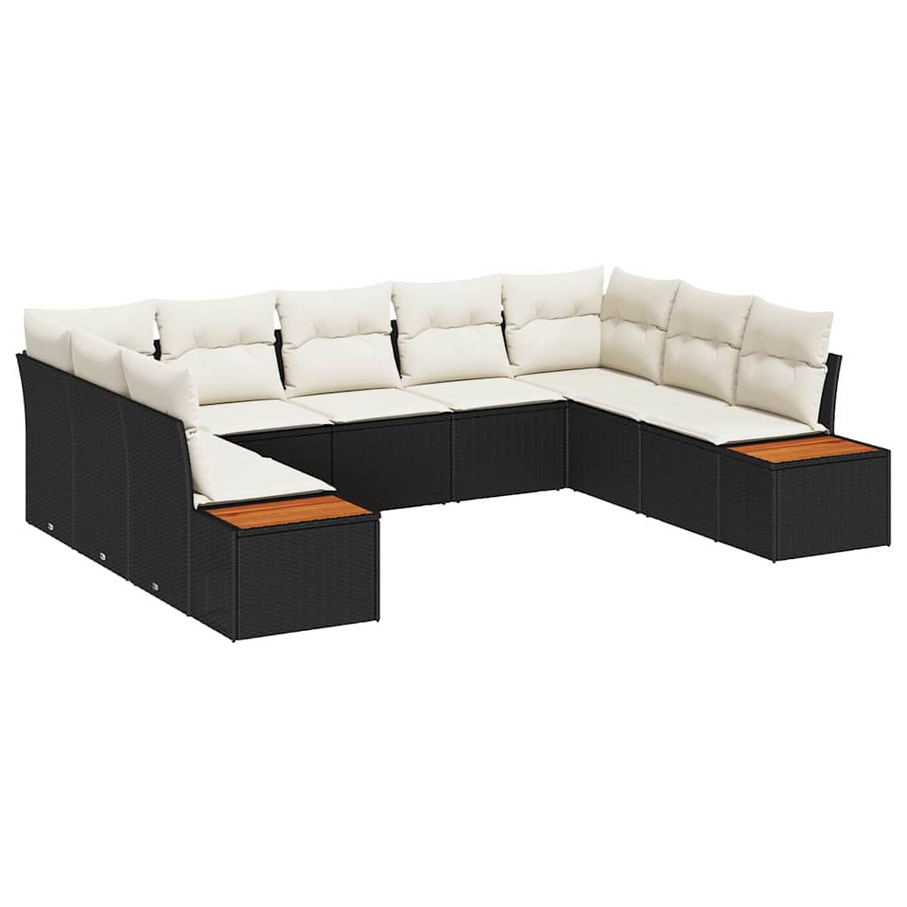Tuinbankenset met kussen 9 pcs Zwart Poly riet is nu te koop bij PeponiXL, paradijselijk wonen!