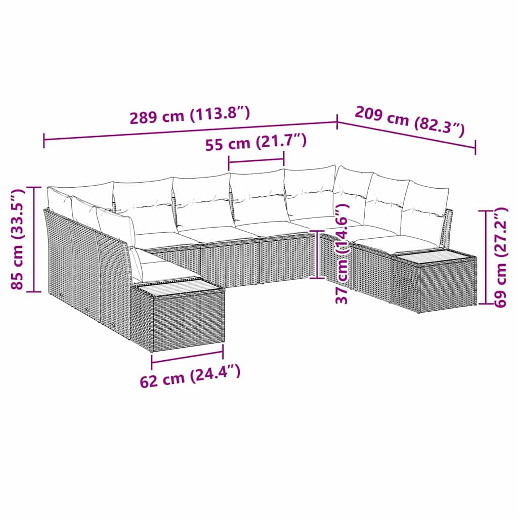 Tuinbankenset met kussen 9 pcs Zwart Poly riet is nu te koop bij PeponiXL, paradijselijk wonen!