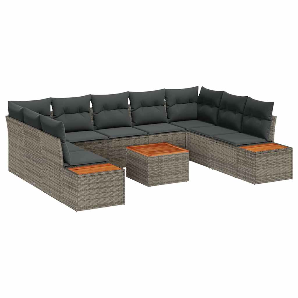 Tuinbankenset met kussen 10 pcs Grijs Poly riet is nu te koop bij PeponiXL, paradijselijk wonen!