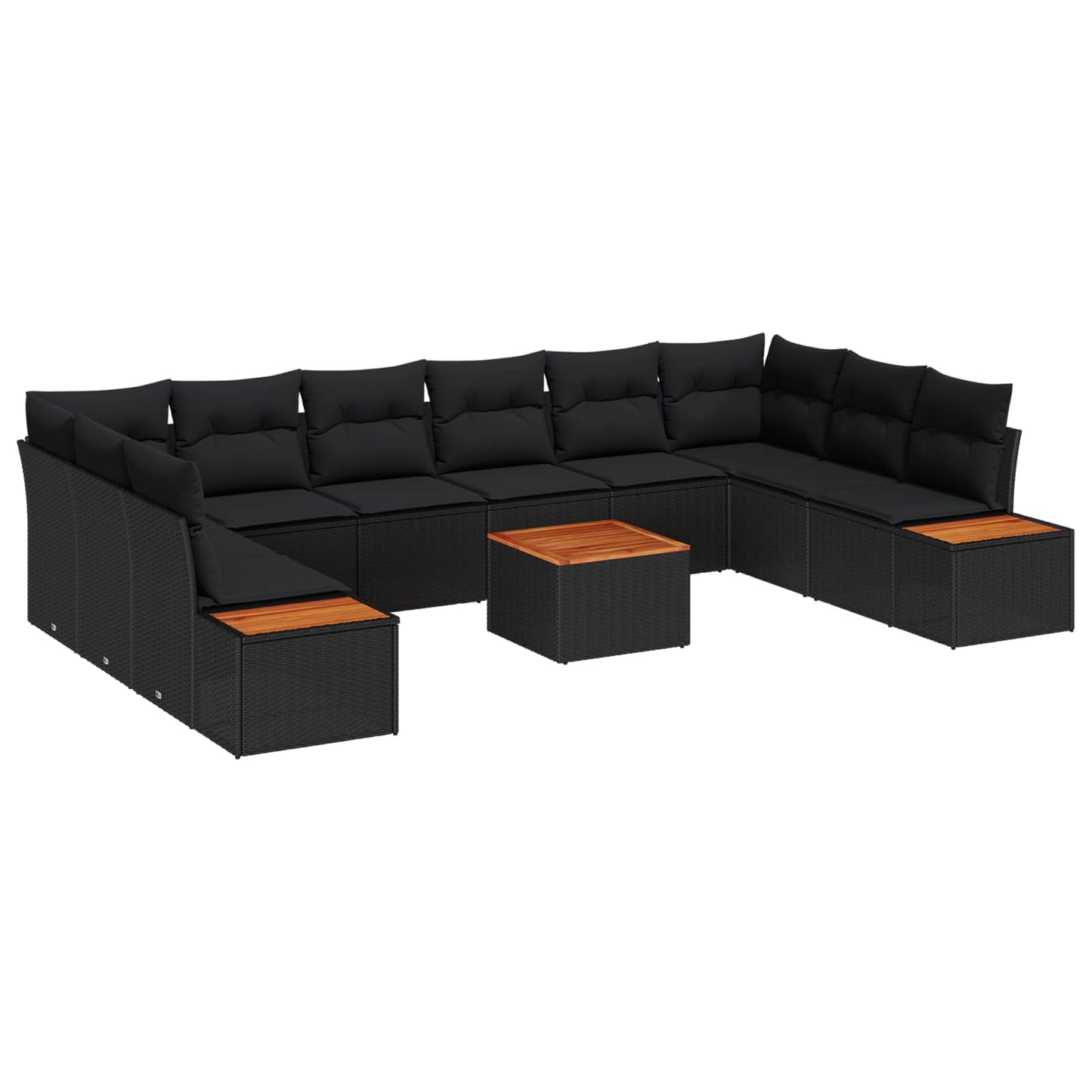 Tuinbankenset met kussen 11 pcs Zwart Poly riet is nu te koop bij PeponiXL, paradijselijk wonen!