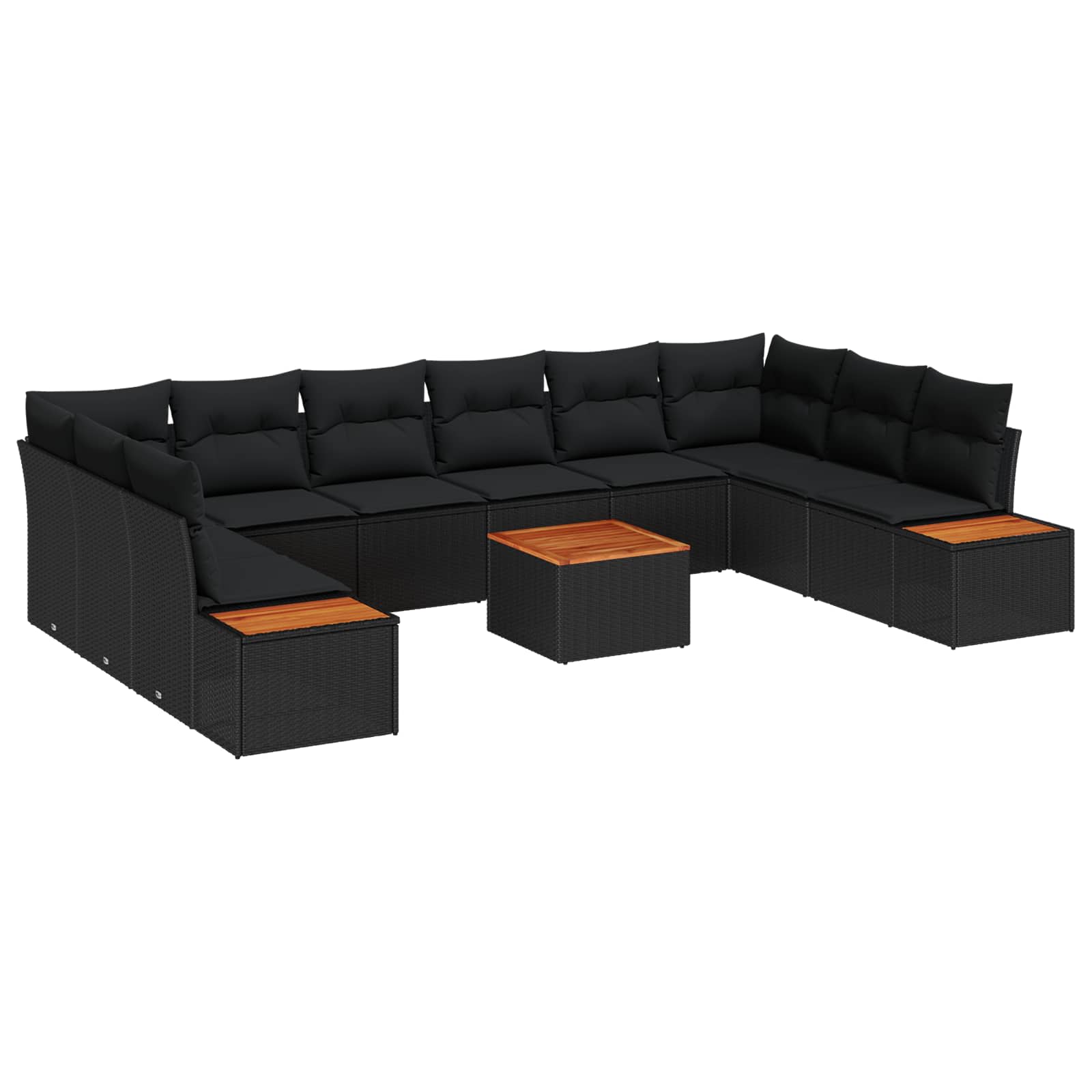 Tuinbankenset met kussen 11 pcs Zwart Poly riet is nu te koop bij PeponiXL, paradijselijk wonen!