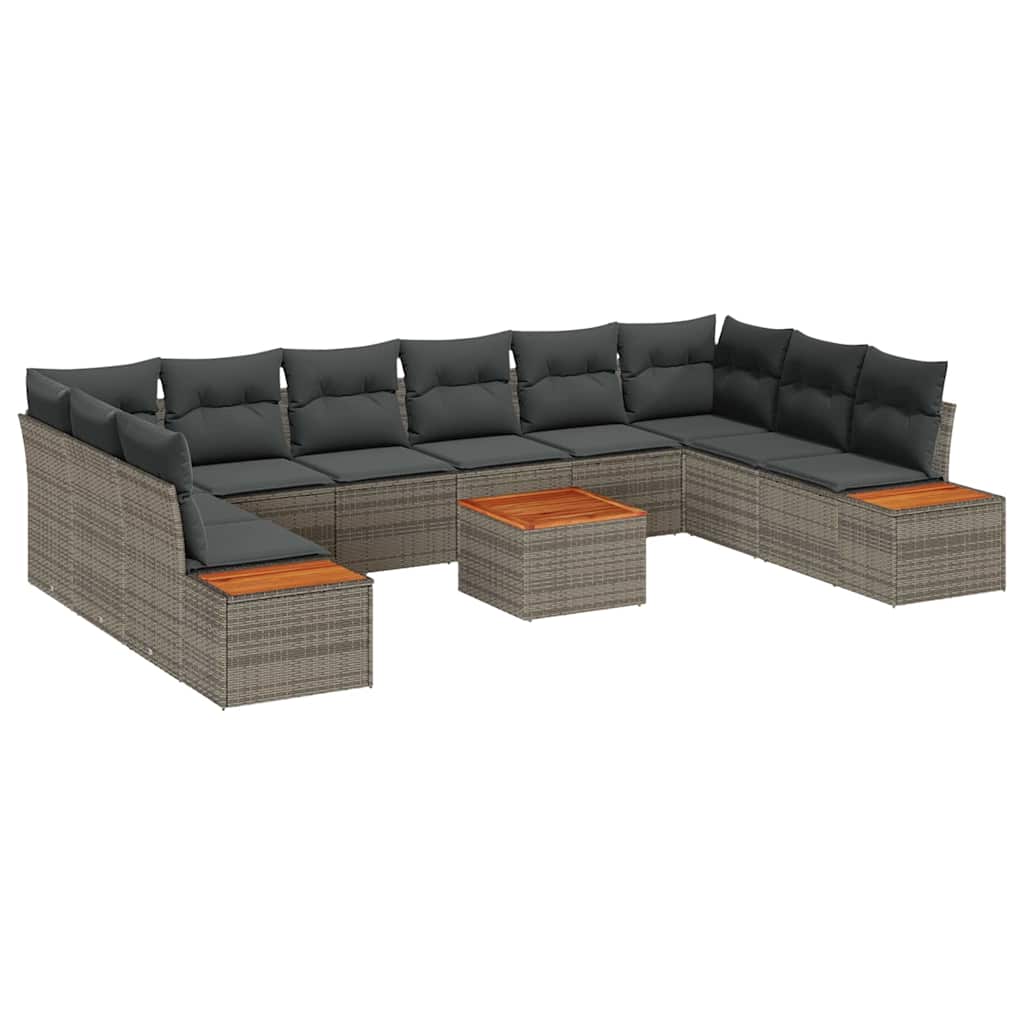 Tuinbankenset met kussen 11 pcs Grijs Poly riet is nu te koop bij PeponiXL, paradijselijk wonen!