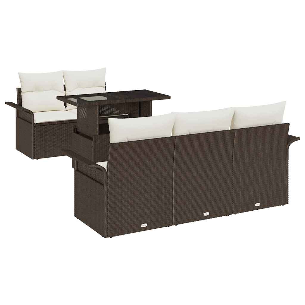Tuin Sofa Set met kussen 6 pcs Bruin poly rattan is nu te koop bij PeponiXL, paradijselijk wonen!