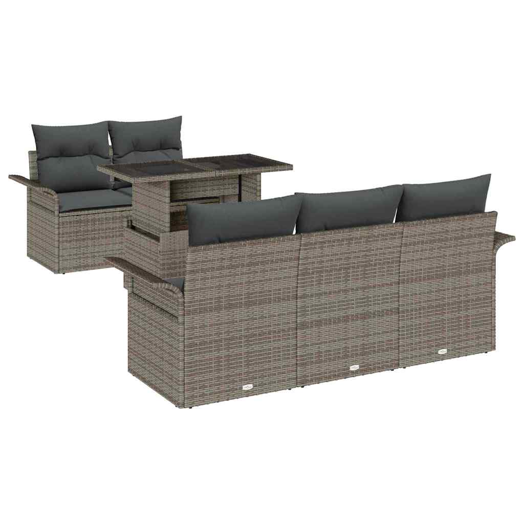 Tuin Sofa Set met kussen 6 pcs Grijs poly rattan is nu te koop bij PeponiXL, paradijselijk wonen!