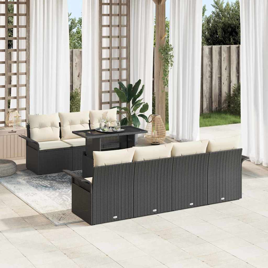 Tuin Sofa Set met kussen 8 pcs Zwart poly rattan is nu te koop bij PeponiXL, paradijselijk wonen!