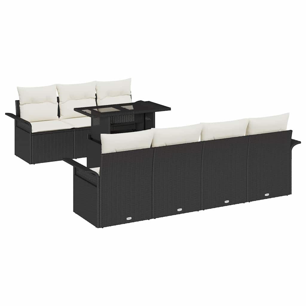 Tuin Sofa Set met kussen 8 pcs Zwart poly rattan is nu te koop bij PeponiXL, paradijselijk wonen!