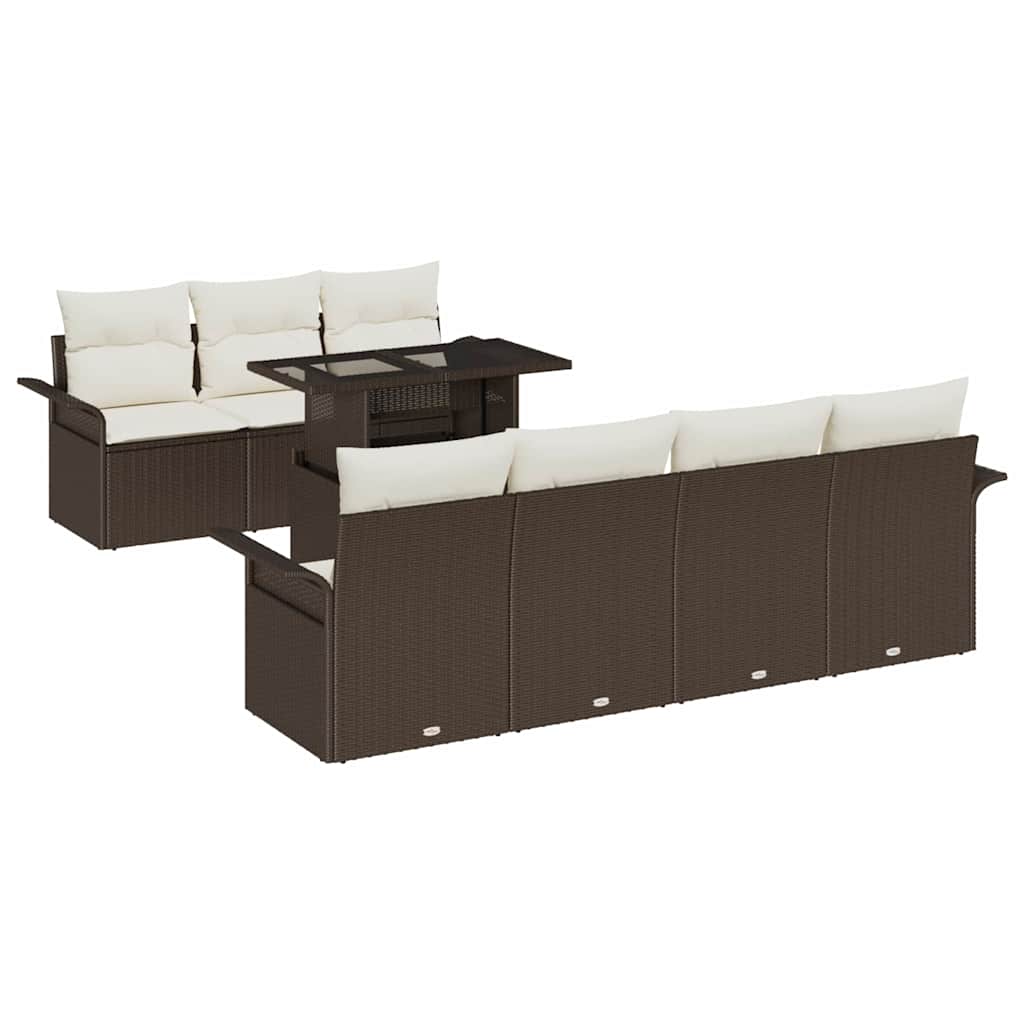Tuin Sofa Set met kussen 8 pcs Bruin poly rattan is nu te koop bij PeponiXL, paradijselijk wonen!