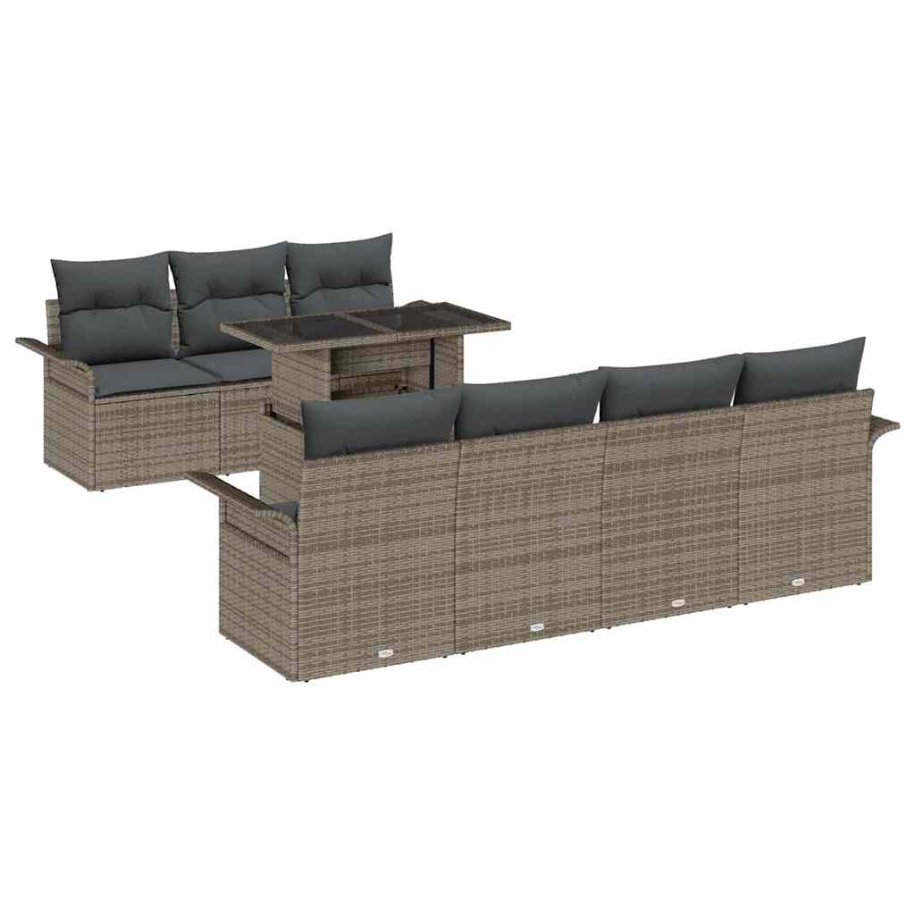 Tuin Sofa Set met kussen 8 pcs Grijs poly rattan is nu te koop bij PeponiXL, paradijselijk wonen!
