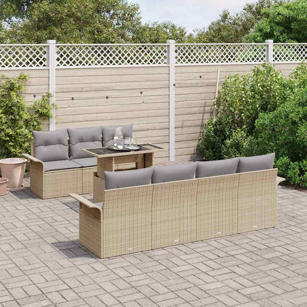 Tuin Sofa Set met kussen 8 pcs Beige poly rattan is nu te koop bij PeponiXL, paradijselijk wonen!