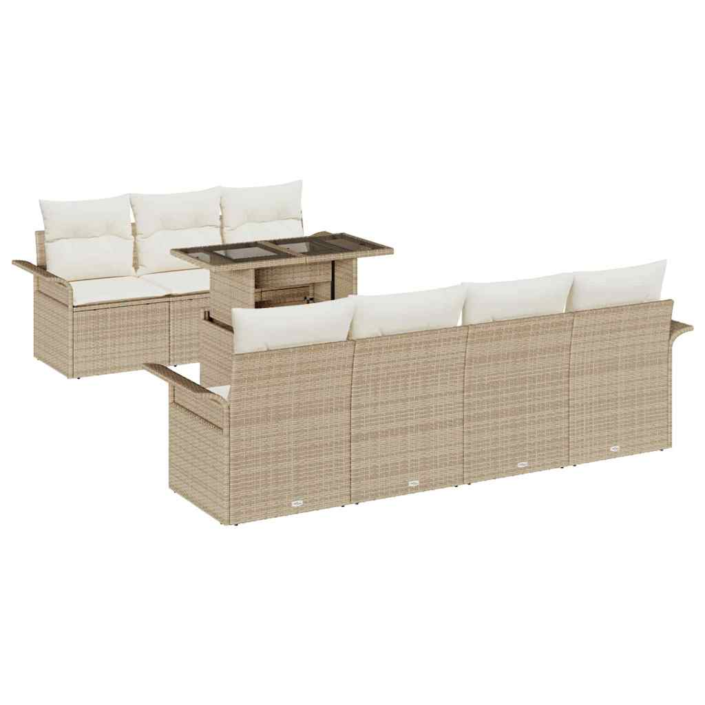 Tuin Sofa Set met kussen 8 pcs Beige poly rattan