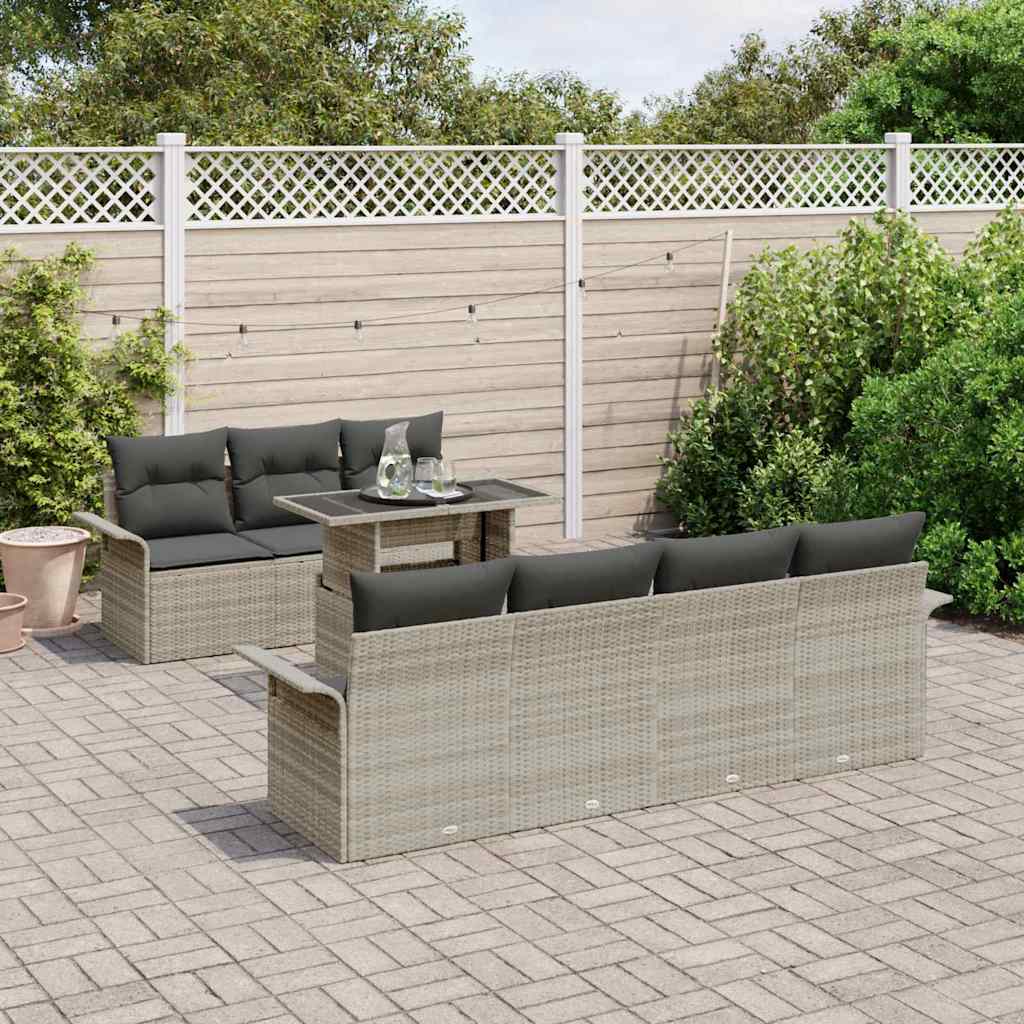 Tuin Sofa Set met kussen 8 pcs Lichtgrijs poly rattan is nu te koop bij PeponiXL, paradijselijk wonen!