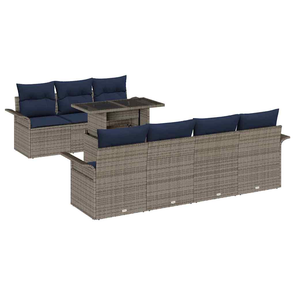 Tuin Sofa Set met kussen 8 pcs Grijs poly rattan is nu te koop bij PeponiXL, paradijselijk wonen!